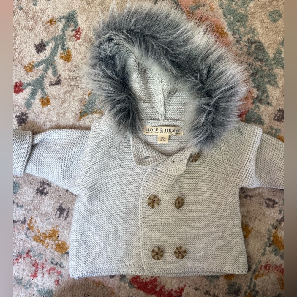 Baby cardigan with fur lining: HOPE & HENRY